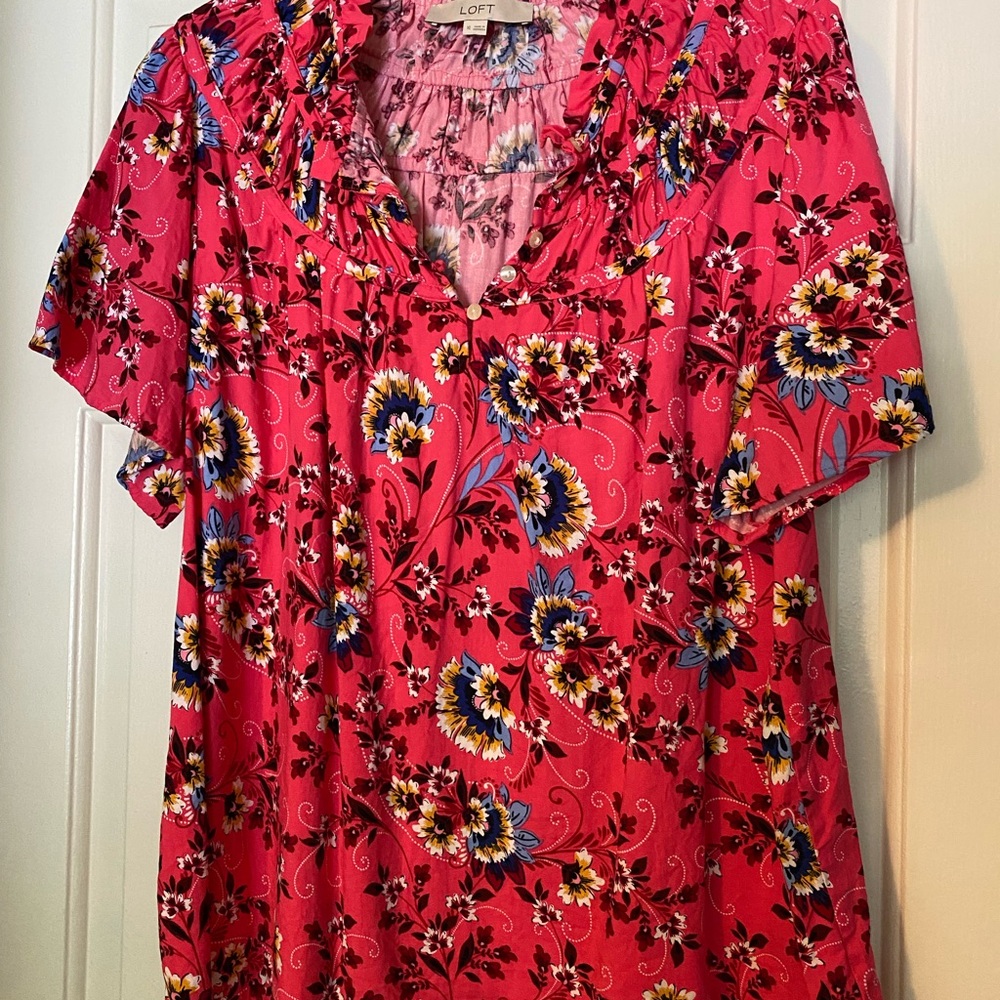 LOFT Women's Floral Pink Top